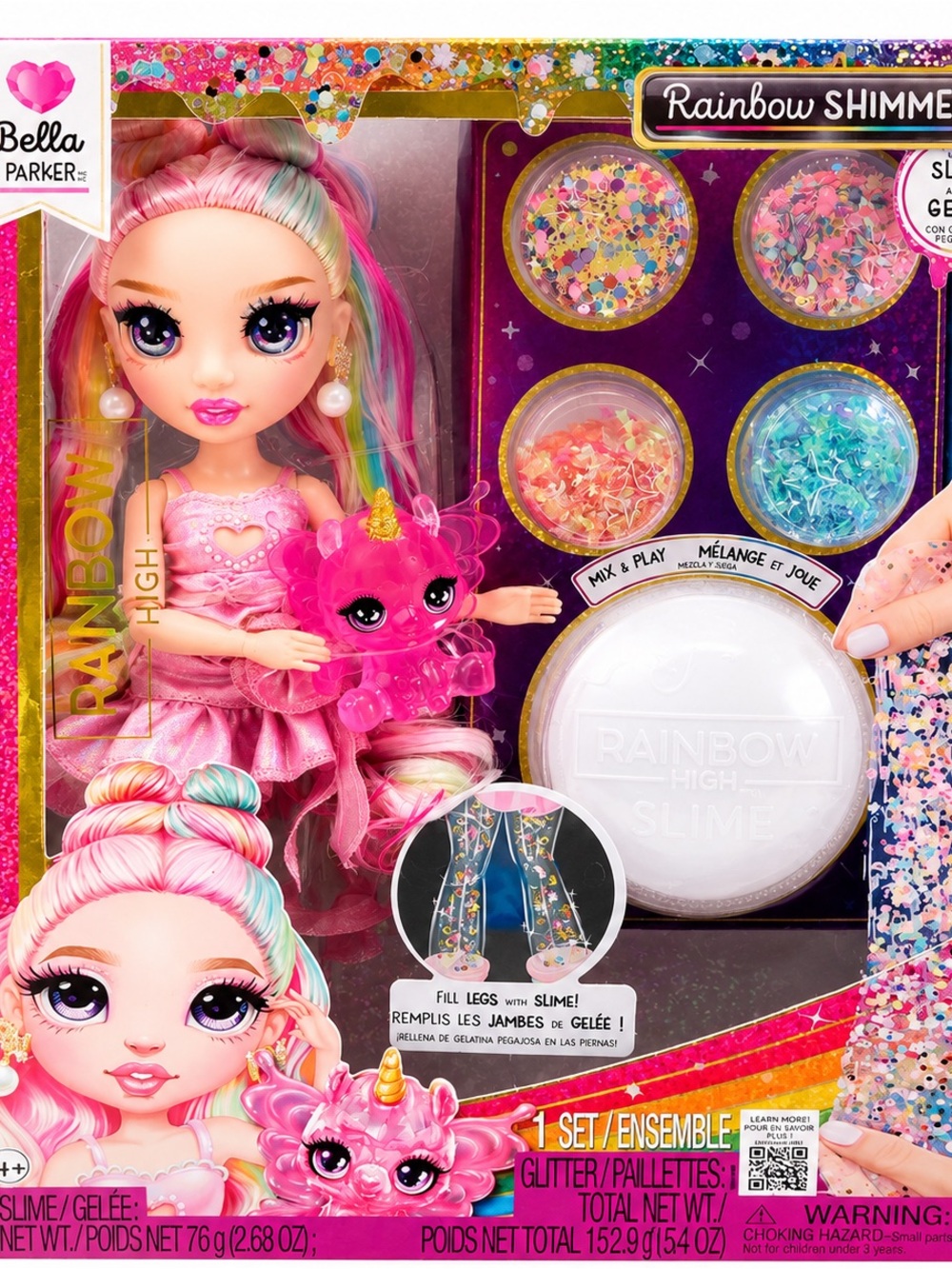 Rainbow High Doll with Pink Unicorn & Glitter Slime